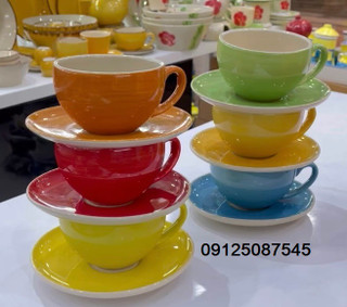 فنجان نعلبکی لته رنگی دوریکا طرح تکرنگ