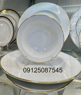 سرویس غذاخوری لب طلا 28 پارچه چینی زرین ایران سری ایتالیا اف مدل زرین