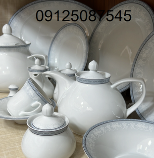 سرویس 12 نفره کامل 108 پارچه چینی زرین پیکره شهرزاد مدل وایت رز