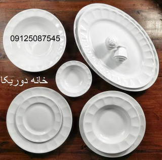 سرویس غذاخوری چینی زرین ایران مدل 29 پارچه نئوکلاسیک سفید
